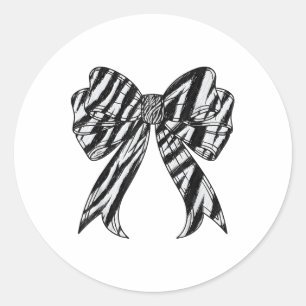 Zebra Stripe Print Coquette Bow Girls Runder Aufkleber