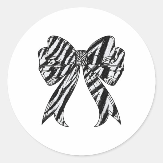 Zebra Stripe Print Coquette Bow Girls Runder Aufkleber (Vorderseite)