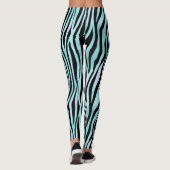 Zebra Stripe Türkis Aquamarin und schwarz Leggings (Rückseite)