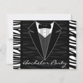 Zebra Stripe Tuxedo Bachelor Party Einladung (Vorderseite)