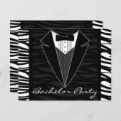 Zebra Stripe Tuxedo Bachelor Party Einladung (Vorne/Hinten)