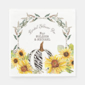 Zebra Stripe White Pumpkin Sonnenblumen Brautparty Serviette (Vorderseite)