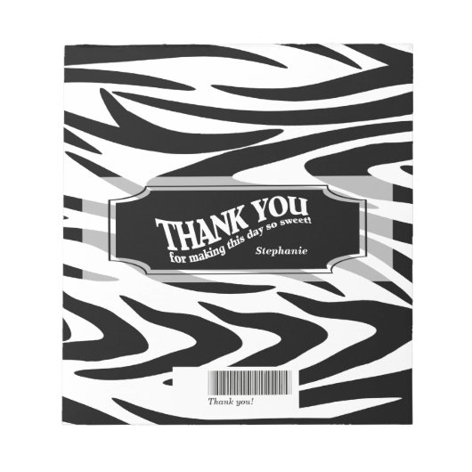 Zebra Striped Candy Bar Wrap Notizblock (Vorderseite)