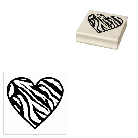 Zebra Striped Heart Gummistempel (Stempel)