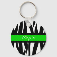 Zebra Striped Muster Personalisiert Name Schlüssel
