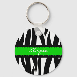 Zebra Striped Muster Personalisiert Name Schlüssel Schlüsselanhänger