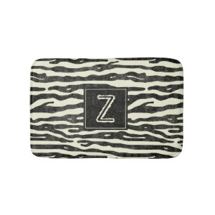 Zebra Striped Tierdruck-Muster mit Monogramm Badematte