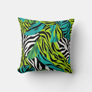Zebra Stripes Aquamarines Muster für Tierdrucke Kissen