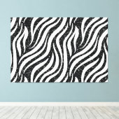 Zebra Stripes Black Glitzer Wilde Tiere Print Leinwanddruck (Insitu (Holzboden))