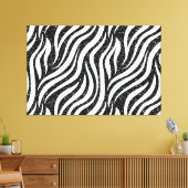 Zebra Stripes Black Glitzer Wilde Tiere Print Leinwanddruck (Insitu (Wohnzimmer))