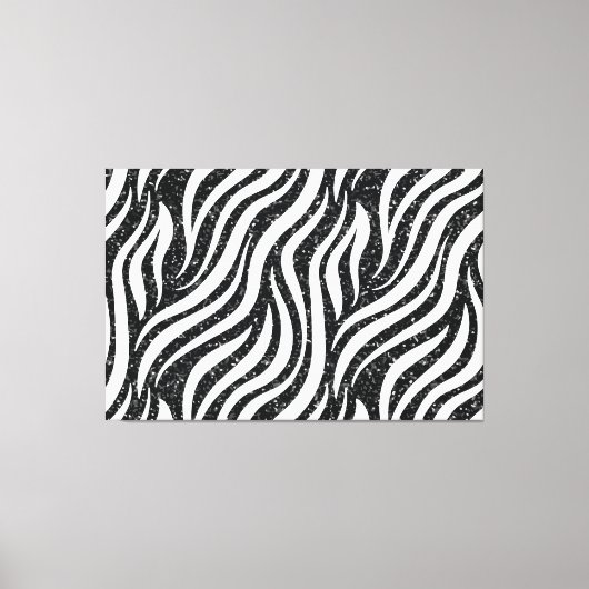 Zebra Stripes Black Glitzer Wilde Tiere Print Leinwanddruck (Vorderseite)