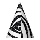 Zebra Stripes Black Glitzer Wilde Tiere Print Partyhütchen (Rückseite)