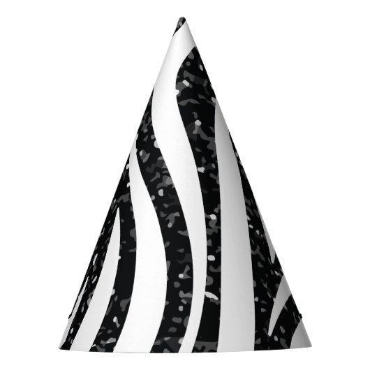 Zebra Stripes Black Glitzer Wilde Tiere Print Partyhütchen (Vorderseite)