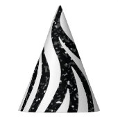 Zebra Stripes Black Glitzer Wilde Tiere Print Partyhütchen (Links)