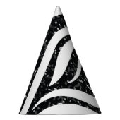 Zebra Stripes Black Glitzer Wilde Tiere Print Partyhütchen (Rechts)