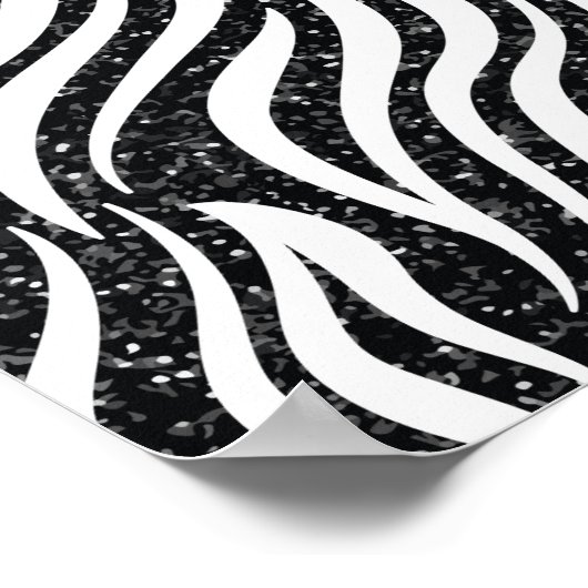 Zebra Stripes Black Glitzer Wilde Tiere Print Poster (Ecke)
