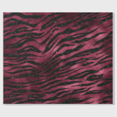 Zebra Stripes Black Marsala Glitzer Burgundy Glam Geschenkpapier (Flach)