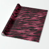 Zebra Stripes Black Marsala Glitzer Burgundy Glam Geschenkpapier (Ungerollt)