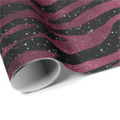 Zebra Stripes Black Marsala Glitzer Burgundy Glam Geschenkpapier (Rolleneckpunkt)