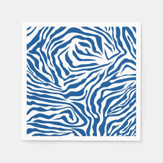 Zebra Stripes Blue And White Wild Animal Print Serviette (Vorderseite)