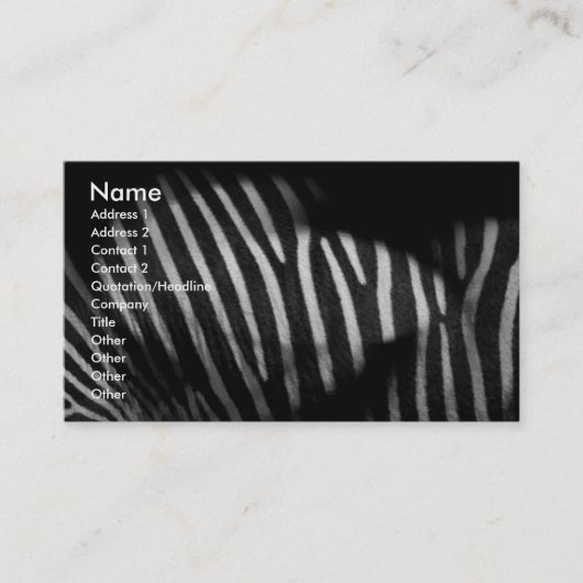 Zebra Stripes Business Card Visitenkarte (Vorderseite)