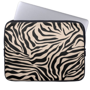 Zebra Stripes Cream Beige Black Wild Animal Print Laptopschutzhülle