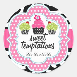 Zebra Stripes Cupcake Bäckerei Business Runder Aufkleber