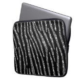 Zebra Stripes Eleganz auf schwarzem Dekor Laptopschutzhülle (Vorderseite Links)