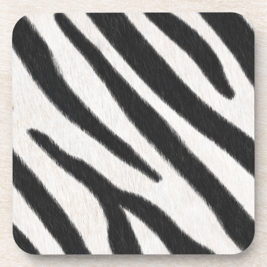 Zebra Stripes Exotic Fur Realistic Animal Print Getränkeuntersetzer (Vorderseite)