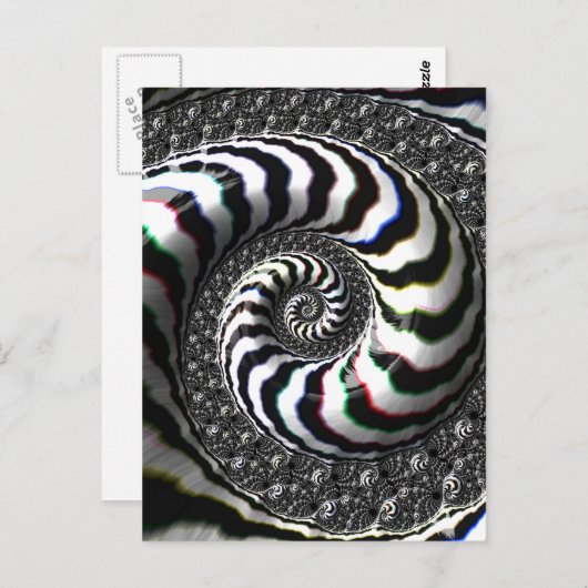 Zebra Stripes Fractal Spiral Pattern Postkarte (Vorne/Hinten)