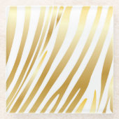 Zebra Stripes Gold Muster Trenddesign Glasuntersetzer (Vorderseite)