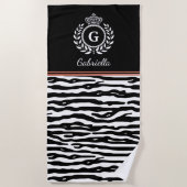 Zebra Stripes Laurel Wreath Crown Schwarz-weißer N Strandtuch (Vorderseite)