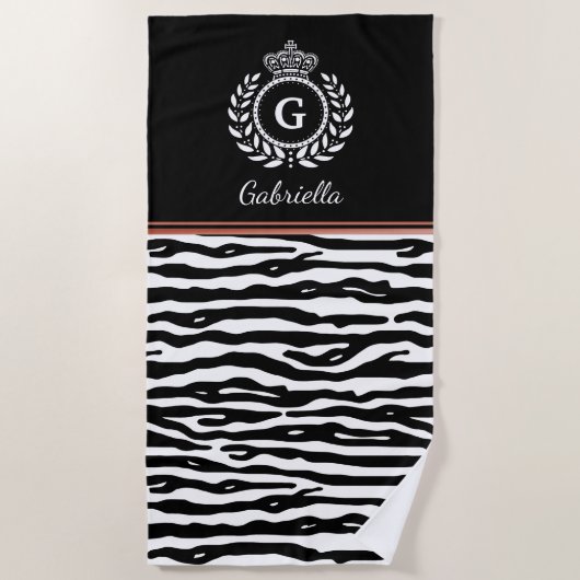 Zebra Stripes Laurel Wreath Crown Schwarz-weißer N Strandtuch (Vorderseite)