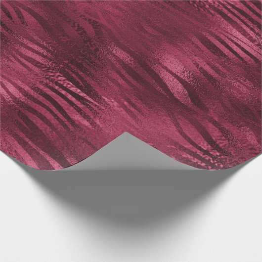Zebra Stripes Lines Marsala Glitzer Burgundy Geschenkpapier (Ecke)