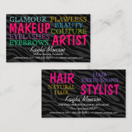 Zebra Stripes Makeup Artist and Hair Stylist Visitenkarte