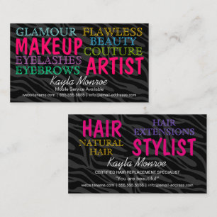 Zebra Stripes Makeup Artist and Hair Stylist Visitenkarte
