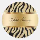 Zebra Stripes Monogram Aufkleber Etiketten (Vorderseite)
