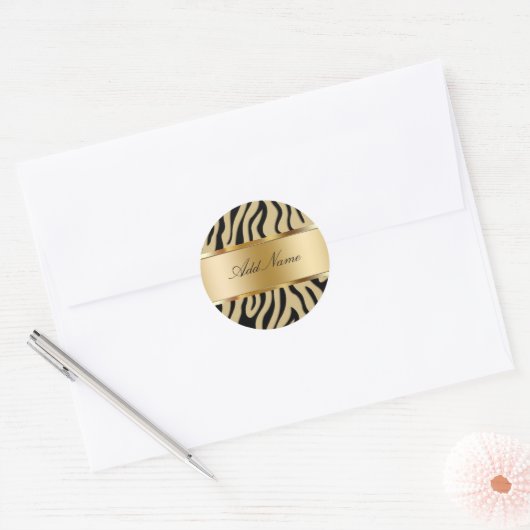 Zebra Stripes Monogram Aufkleber Etiketten (Umschlag)