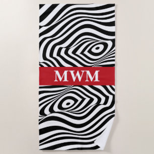 Zebra Stripes Monogram Beach Handtuch