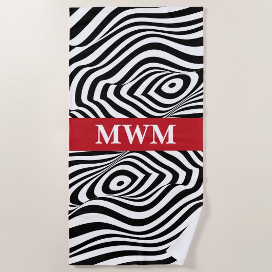 Zebra Stripes Monogram Beach Handtuch (Vorderseite)