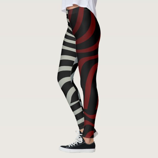 Zebra Stripes Muster - 3D Rot-Weiße Leggings (Links)