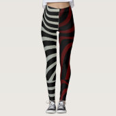 Zebra Stripes Muster - 3D Rot-Weiße Leggings (Vorderseite)