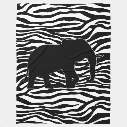 Zebra Stripes Muster mit Elephant + Ihre Ideen Fleecedecke (Vorderseite)