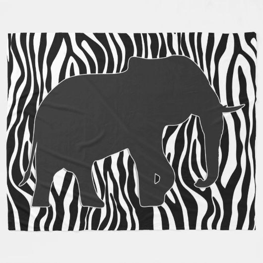 Zebra Stripes Muster mit Elephant + Ihre Ideen Fleecedecke (Vorderseite (Horizontal))