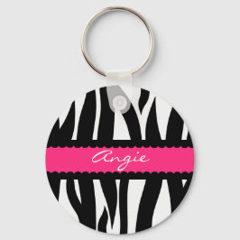 Zebra Stripes Muster Personalisiert Name Schlüssel Schlüsselanhänger