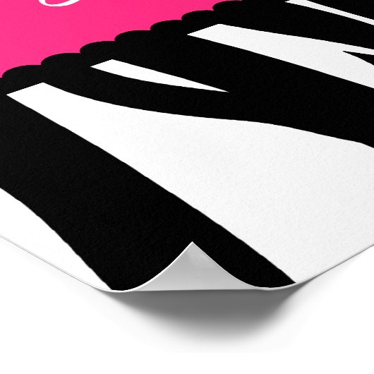 Zebra Stripes Muster Personalisierter Name Poster (Ecke)