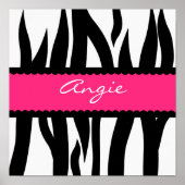 Zebra Stripes Muster Personalisierter Name Poster (Vorne)
