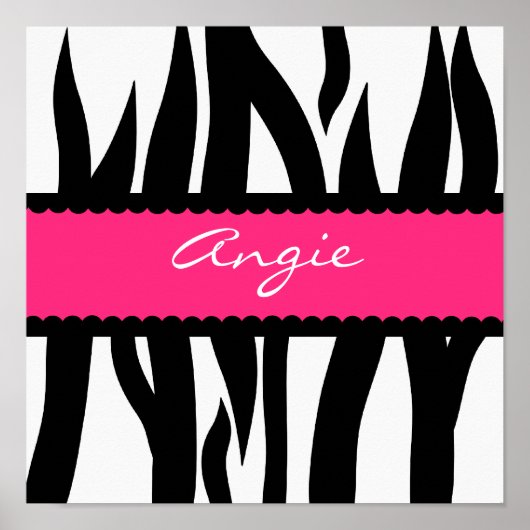 Zebra Stripes Muster Personalisierter Name Poster (Vorne)