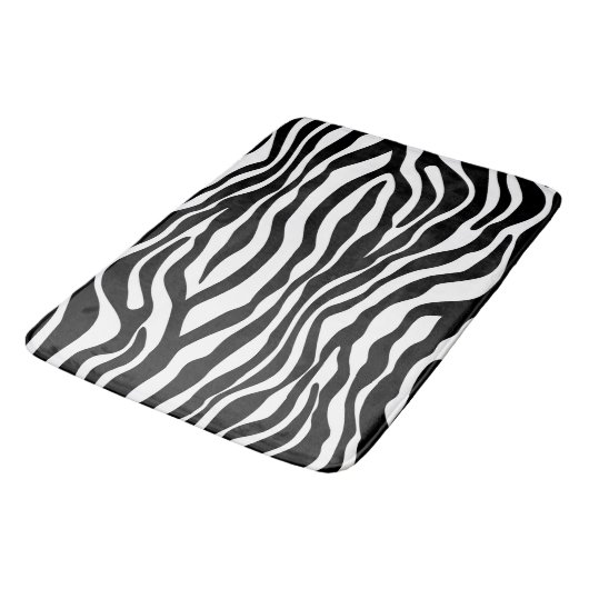 Zebra stripes Musterschwarzes u. -WEISS + Ihre Badematte (Schrägansicht)
