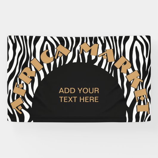 Zebra stripes pattern black & white + your ideas banner (Horizontal)